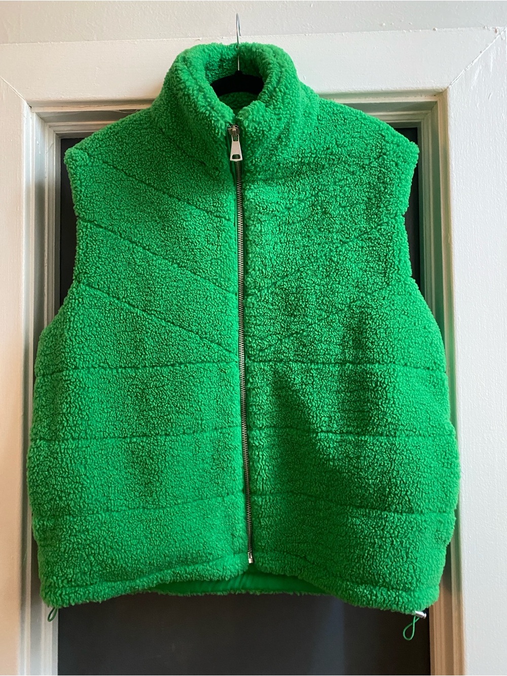 Zara Bright Green Sherpa Vest with Full Zip